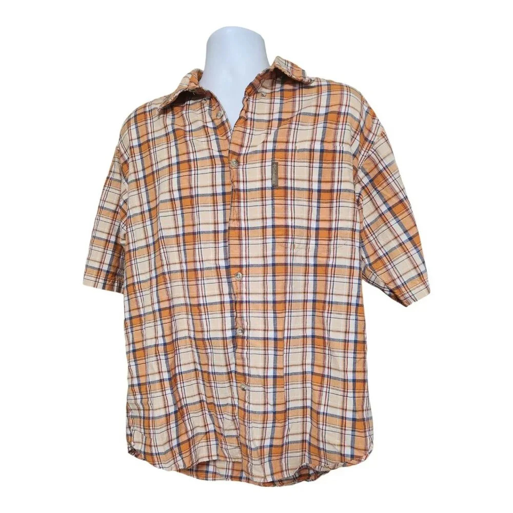 Columbia Plaid Short Sleeve Button Down‎ Shirt Vintage
